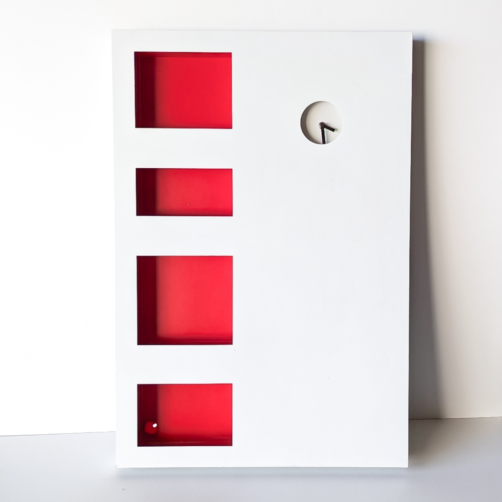 Ikea Early 00's Jagga Whiteboard with Clock and Storage - Red / White